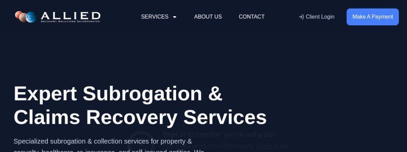 Allied Recovery Solutions homepage screenshot